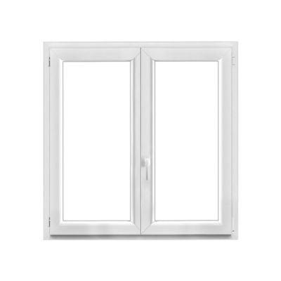 Fenêtre 2 vantaux oscillo-battante, tirant droit double vitrage GoodHome en PVC blanc l.125 x H.125 cm