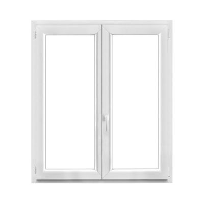 Fenêtre 2 vantaux oscillo-battante, tirant droit double vitrage GoodHome en PVC blanc l.125 x H.138 cm