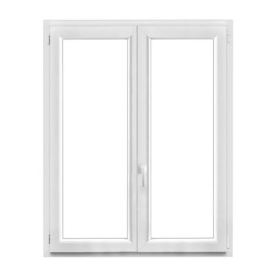 Fenêtre 2 vantaux oscillo-battante, tirant droit double vitrage GoodHome en PVC blanc l.125 x H.148 cm