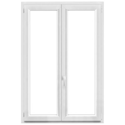 Fenêtre 2 vantaux oscillo-battante, tirant droit double vitrage GoodHome en PVC blanc l.125 x H.158 cm