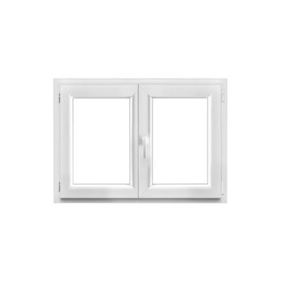 Fenêtre 2 vantaux oscillo-battante, tirant droit double vitrage GoodHome en PVC blanc l.125 x H.78 cm