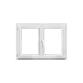 Fenêtre 2 vantaux oscillo-battante, tirant droit double vitrage GoodHome en PVC blanc l.125 x H.78 cm