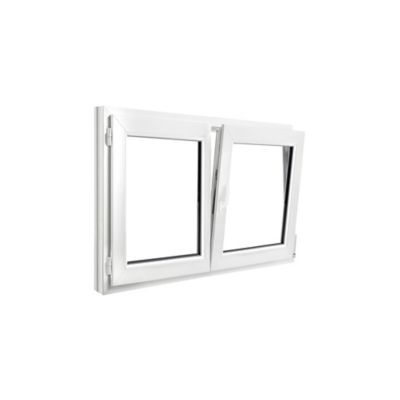 Fenêtre 2 vantaux oscillo-battante, tirant droit double vitrage GoodHome en PVC blanc l.125 x H.78 cm
