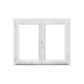 Fenêtre 2 vantaux oscillo-battante, tirant droit double vitrage GoodHome en PVC blanc l.125 x H.98 cm