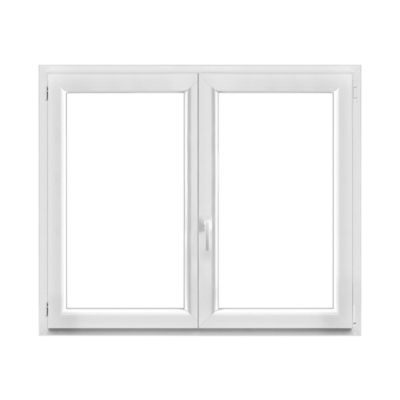 Fenêtre 2 vantaux oscillo-battante, tirant droit double vitrage GoodHome en PVC blanc l.145 x H.118 cm