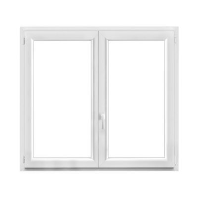 Fenêtre 2 vantaux oscillo-battante, tirant droit double vitrage GoodHome en PVC blanc l.145 x H.128 cm