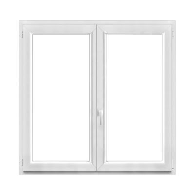 Fenêtre 2 vantaux oscillo-battante, tirant droit double vitrage GoodHome en PVC blanc l.145 x H.138 cm