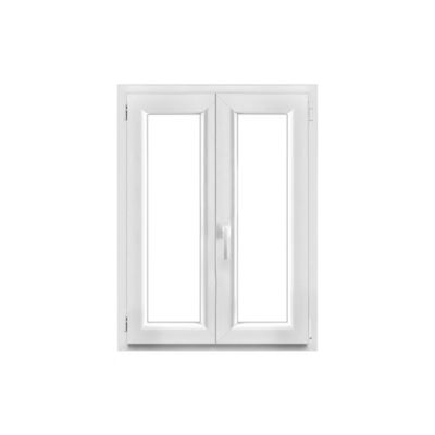 Fenêtre 2 vantaux oscillo-battante, tirant droit double vitrage GoodHome en PVC blanc l.85 x H.108 cm