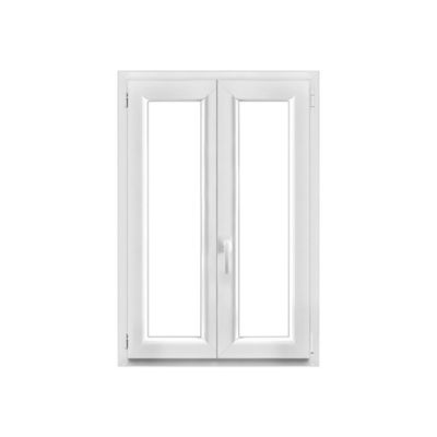 Fenêtre 2 vantaux oscillo-battante, tirant droit double vitrage GoodHome en PVC blanc l.85 x H.118 cm