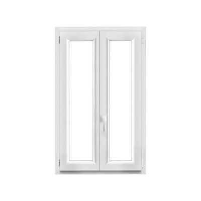 Fenêtre 2 vantaux oscillo-battante, tirant droit double vitrage GoodHome en PVC blanc l.85 x H.128 cm