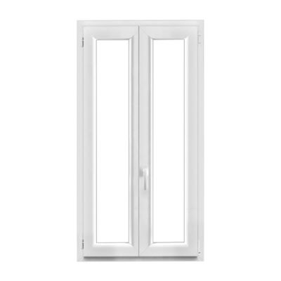 Fenêtre 2 vantaux oscillo-battante, tirant droit double vitrage GoodHome en PVC blanc l.85 x H.148 cm