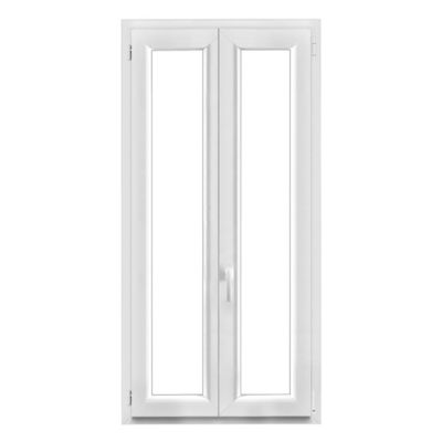 Fenêtre 2 vantaux oscillo-battante, tirant droit double vitrage GoodHome en PVC blanc l.85 x H.158 cm