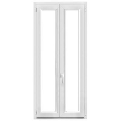 Fenêtre 2 vantaux oscillo-battante, tirant droit double vitrage GoodHome en PVC blanc l.85 x H.168 cm