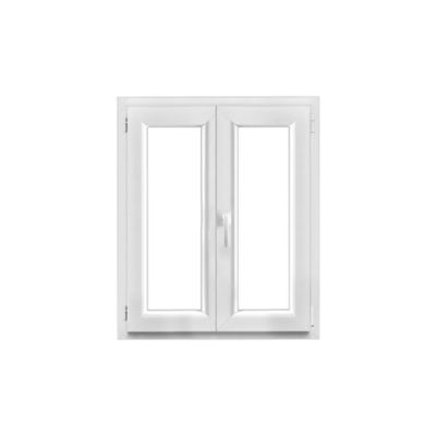 Fenêtre 2 vantaux oscillo-battante, tirant droit double vitrage GoodHome en PVC blanc l.85 x H.98 cm