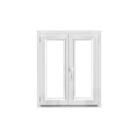 Fenêtre 2 vantaux oscillo-battante, tirant droit double vitrage GoodHome en PVC blanc l.85 x H.98 cm