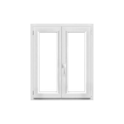 Fenêtre 2 vantaux oscillo-battante, tirant droit double vitrage GoodHome en PVC blanc l.95 x H.108 cm