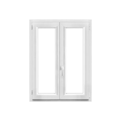 Fenêtre 2 vantaux oscillo-battante, tirant droit double vitrage GoodHome en PVC blanc l.95 x H.118 cm