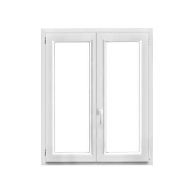 Fenêtre 2 vantaux oscillo-battante, tirant droit double vitrage GoodHome en PVC blanc l.95 x H.128 cm