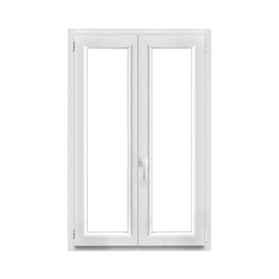 Fenêtre 2 vantaux oscillo-battante, tirant droit double vitrage GoodHome en PVC blanc l.95 x H.138 cm