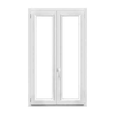 Fenêtre 2 vantaux oscillo-battante, tirant droit double vitrage GoodHome en PVC blanc l.95 x H.148 cm