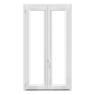 Fenêtre 2 vantaux oscillo-battante, tirant droit double vitrage GoodHome en PVC blanc l.95 x H.158 cm