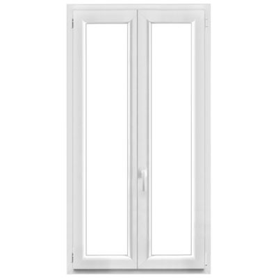 Fenêtre 2 vantaux oscillo-battante, tirant droit double vitrage GoodHome en PVC blanc l.95 x H.168 cm