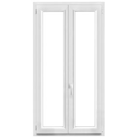 Fenêtre 2 vantaux oscillo-battante, tirant droit double vitrage GoodHome en PVC blanc l.95 x H.168 cm