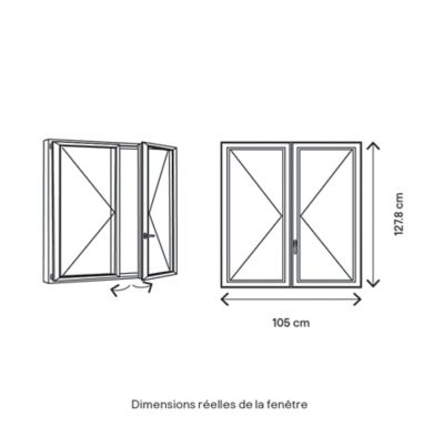 Fenêtre 2 vantaux tirant droit double vitrage GoodHome en bois marron l.105 x H.127,8 cm