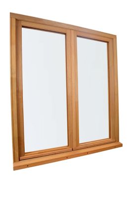 Fenêtre 2 vantaux tirant droit double vitrage GoodHome en bois marron l.105 x H.127,8 cm