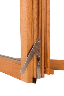 Fenêtre 2 vantaux tirant droit double vitrage GoodHome en bois marron l.125 x H.117,8 cm