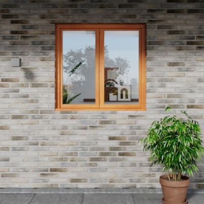 Fenêtre 2 vantaux tirant droit double vitrage GoodHome en bois marron l.125 x H.117,8 cm
