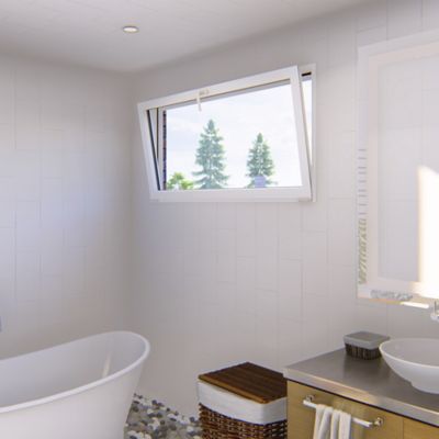Fenêtre abattante par le haut double vitrage GoodHome en aluminium blanc l.103 x H.47 cm