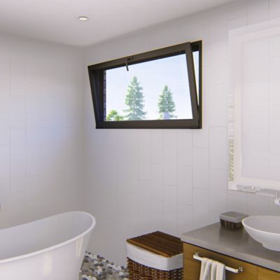 Fenêtre abattante par le haut double vitrage GoodHome en aluminium gris l.103 x H.47 cm