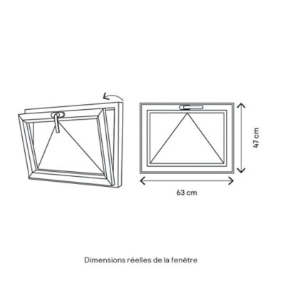 Fenêtre abattante par le haut double vitrage GoodHome en aluminium gris l.63 x H.47 cm