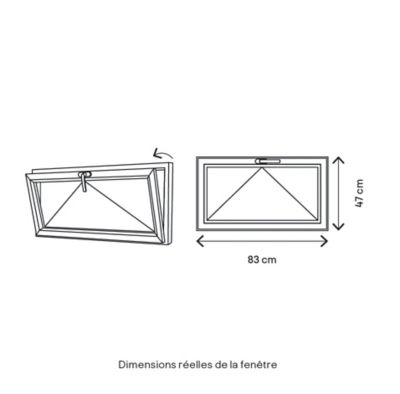 Fenêtre abattante par le haut double vitrage GoodHome en aluminium gris l.83 x H.47 cm
