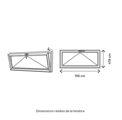 Fenêtre abattante par le haut double vitrage GoodHome en bois marron l.105 x H.47,8 cm