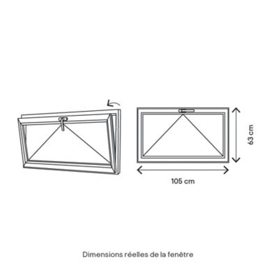 Fenêtre abattante par le haut double vitrage GoodHome en PVC blanc l.105 x H.63 cm