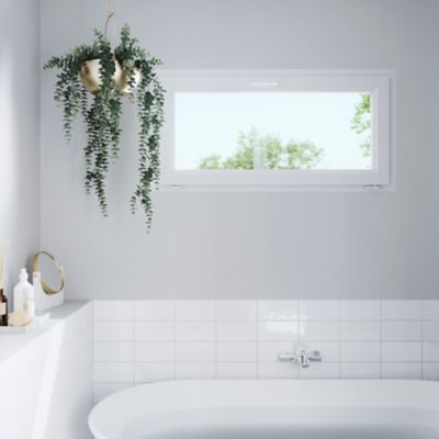 Fenêtre abattante par le haut double vitrage GoodHome en PVC blanc l.65 x H.48 cm