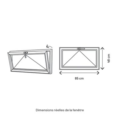 Fenêtre abattante par le haut double vitrage GoodHome en PVC blanc l.85 x H.48 cm