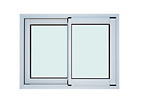 Fenêtre alu 2 vantaux coulissant GoodHome blanc - l.100 x h.75 cm