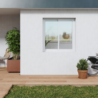 Fenêtre alu 2 vantaux coulissant GoodHome blanc - l.120 x h.135 cm