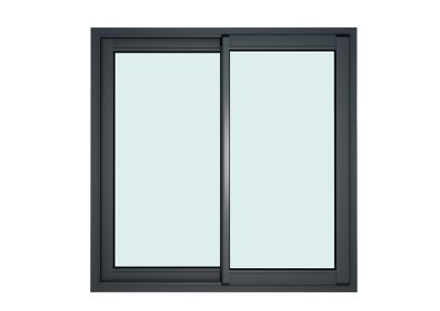 Fenêtre alu 2 vantaux coulissant GoodHome gris - l.100 x h.100 cm