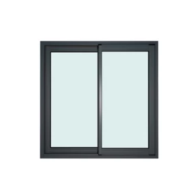 Fenêtre alu 2 vantaux coulissant GoodHome gris - l.100 x h.100 cm