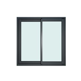 Fenêtre alu 2 vantaux coulissant GoodHome gris - l.100 x h.120 cm