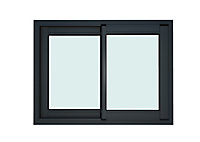 Fenêtre alu 2 vantaux coulissant GoodHome gris - l.100 x h.75 cm