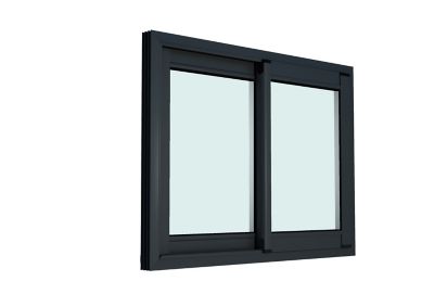 Fenêtre alu 2 vantaux coulissant GoodHome gris - l.100 x h.75 cm