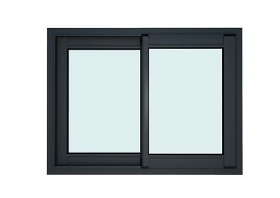 Fenêtre alu 2 vantaux coulissant GoodHome gris - l.120 x h.75 cm