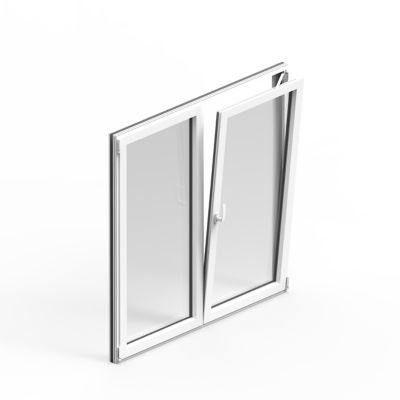 Fenêtre alu 2 vantaux oscillo-battant GoodHome blanc - l.100 x h.115 cm