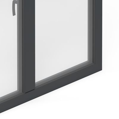 Fenêtre alu 2 vantaux oscillo-battant GoodHome gris - l.100 x h.105 cm