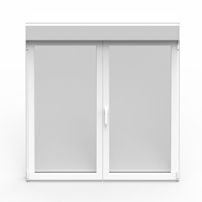 Fenêtre alu 2 vantaux oscillo-battant + volet roulant électrique GoodHome blanc - l.120 x h.115 cm
